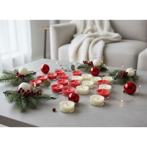 Partylite Light Candles Set - 24 Pack Red & Cream Aromatherapy Candles